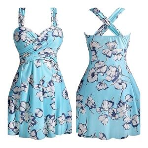 Cocopear Swim Dress modest Swimsuit Skirt Dress XXL Floral With Boyshorts